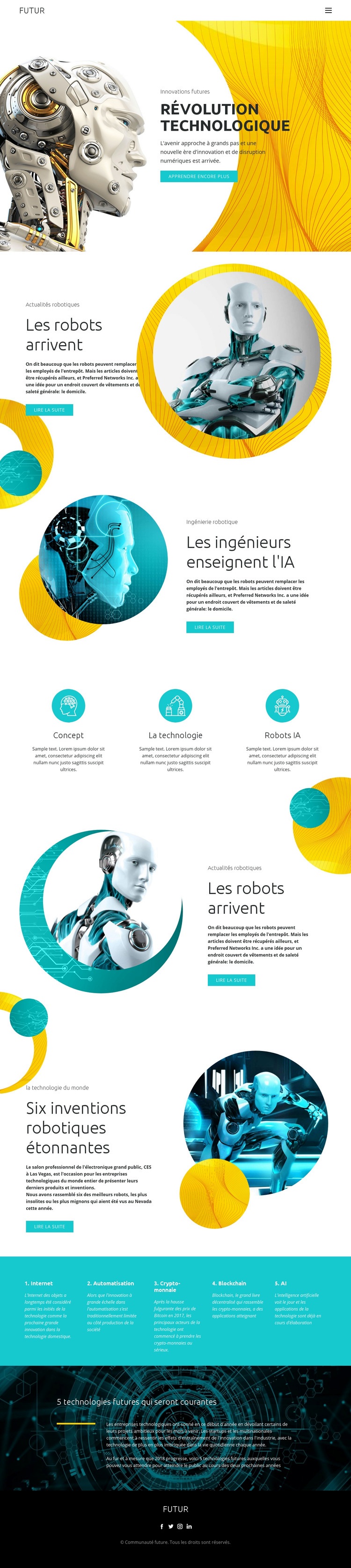 Progrès de la technologie robotique Modèles de constructeur de sites Web