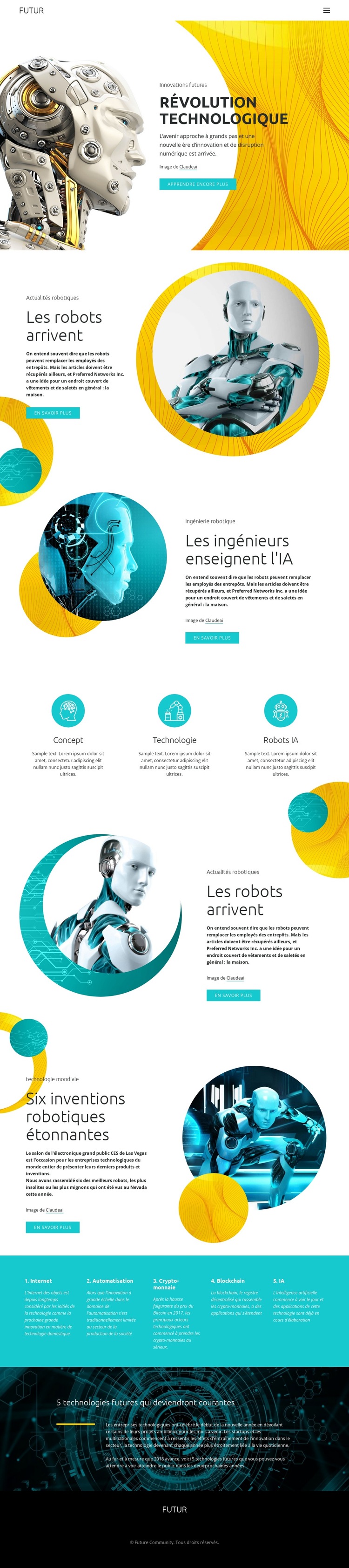 Progrès de la technologie robotique Modèle de site Web