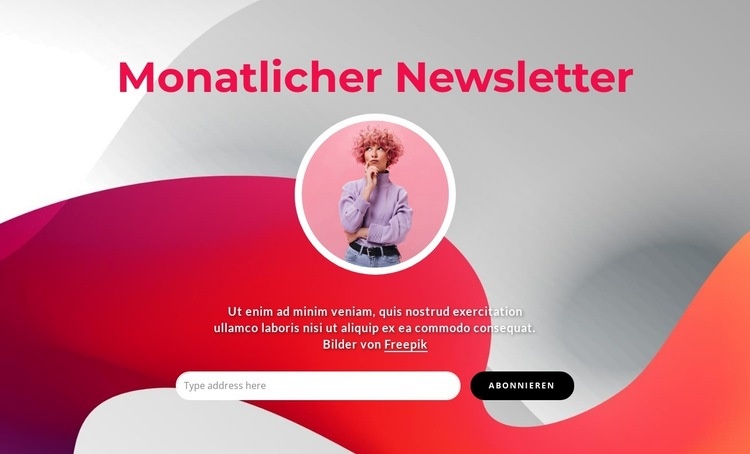 Monatlicher Newsletter Website-Modell