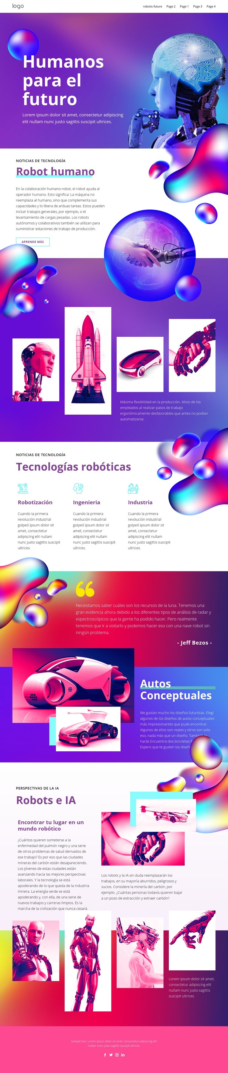 Futura tecnología humana Página de destino