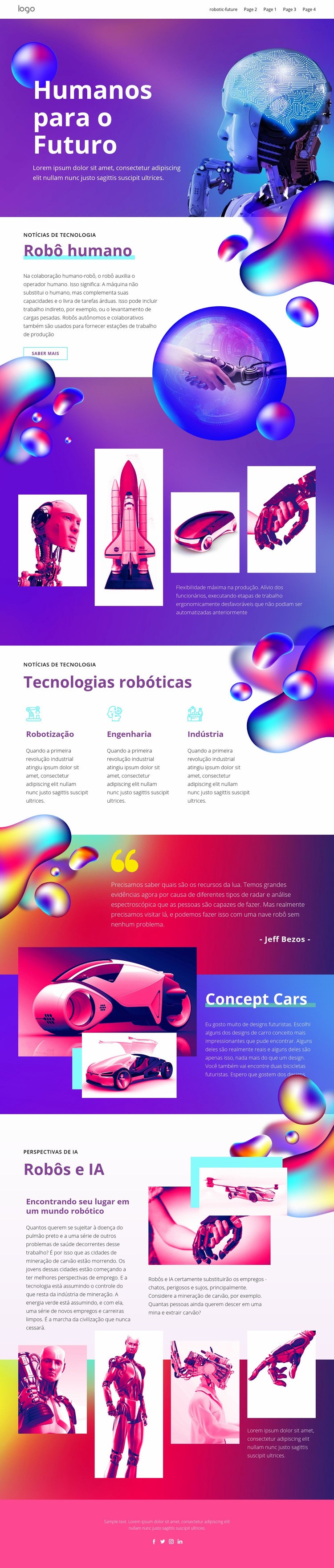 Tecnologia humana futura Construtor de sites HTML