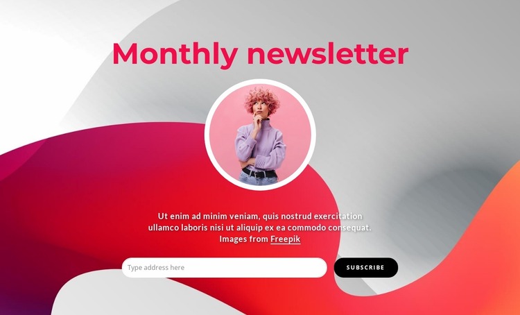 Monthly newsletter Website Mockup