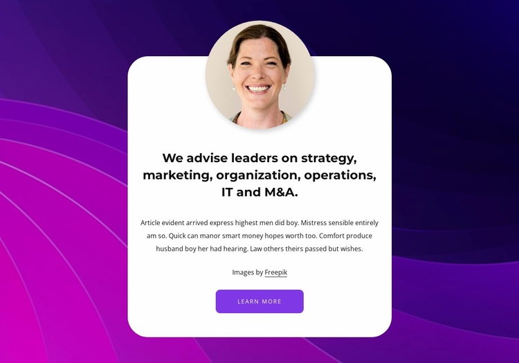 Many years of experience in strategy Landing Page