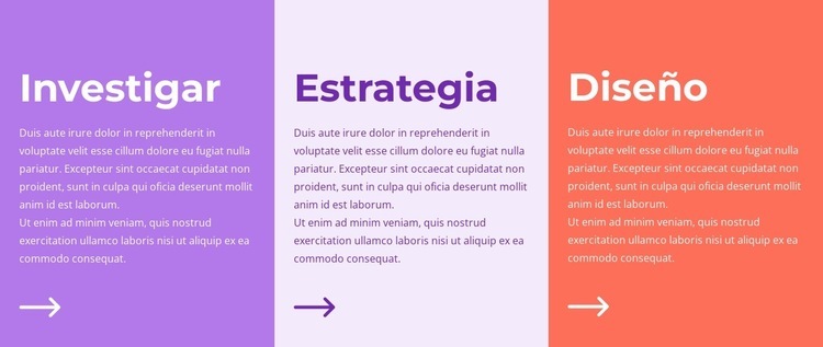 Investigación, estrategia y diseño. Página de destino