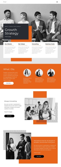 Growth Strategy For Startups - One Page Html Template
