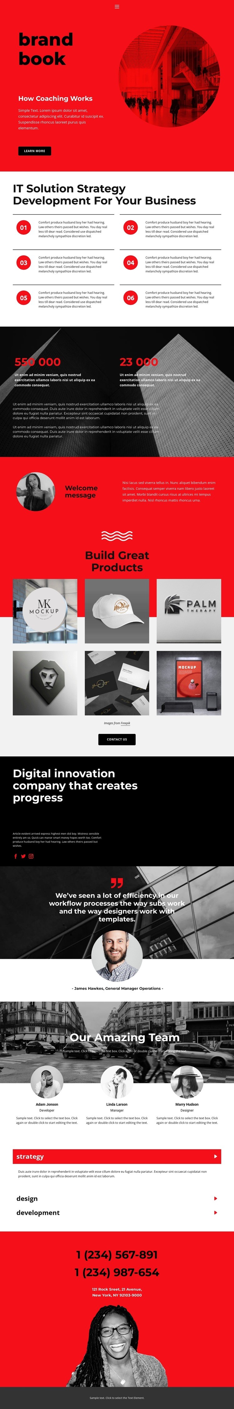 Creating a brand book Homepage Design