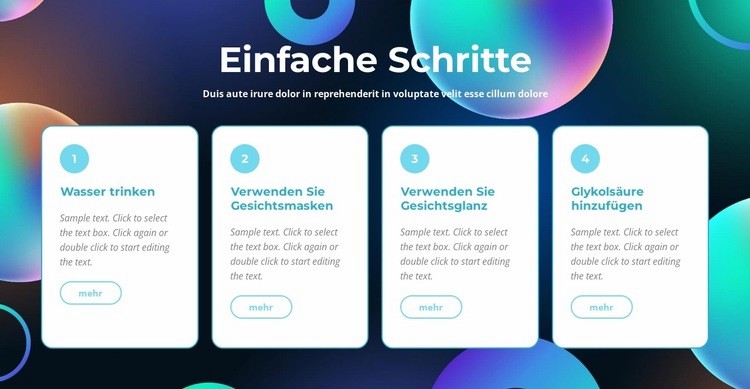 Einfache Schritte Website Builder-Vorlagen