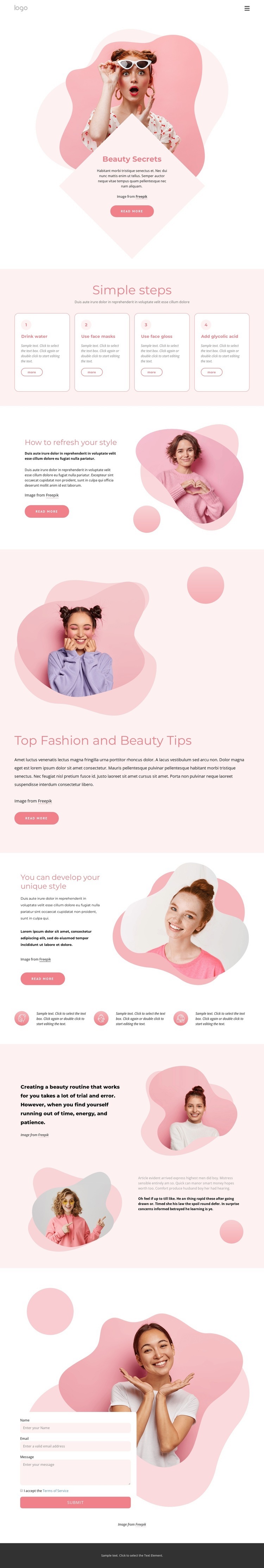 Best beauty secrets Homepage Design