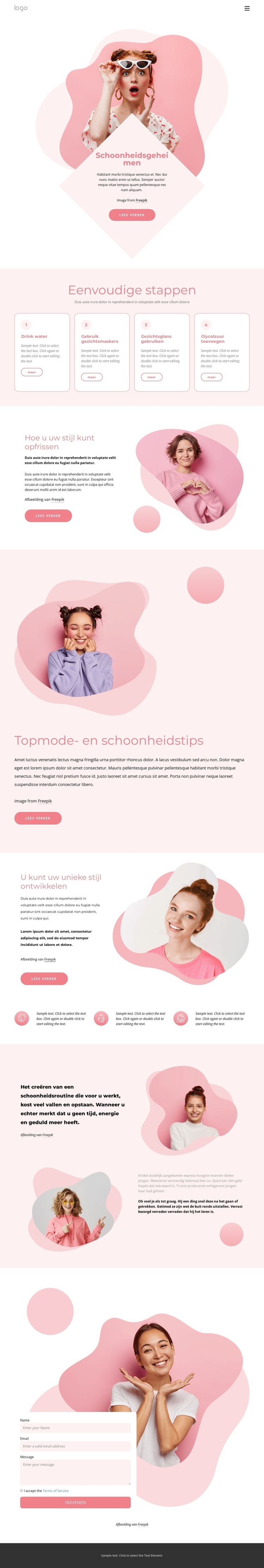 Beste schoonheidsgeheimen Website mockup