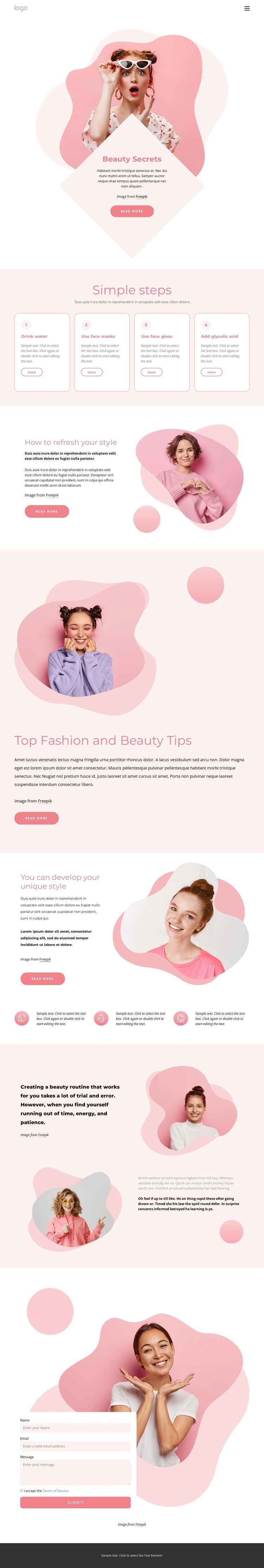 Best beauty secrets One Page Template