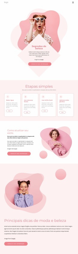 Design De Site Pronto Para Uso Para Os Melhores Segredos De Beleza