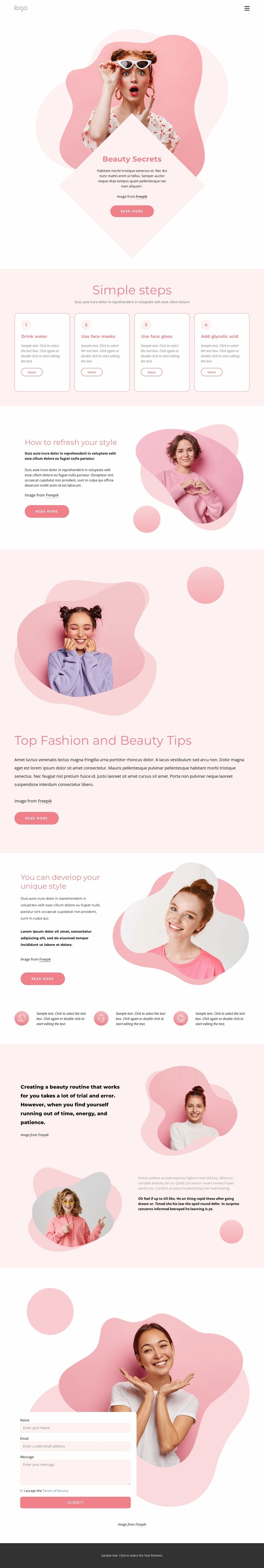 Best beauty secrets Website Builder Templates