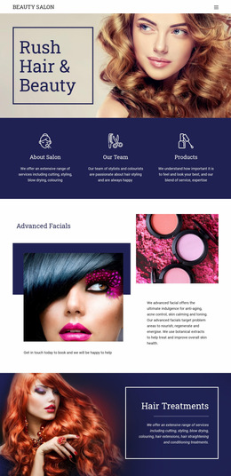 Web Page Design For Beauty Salon