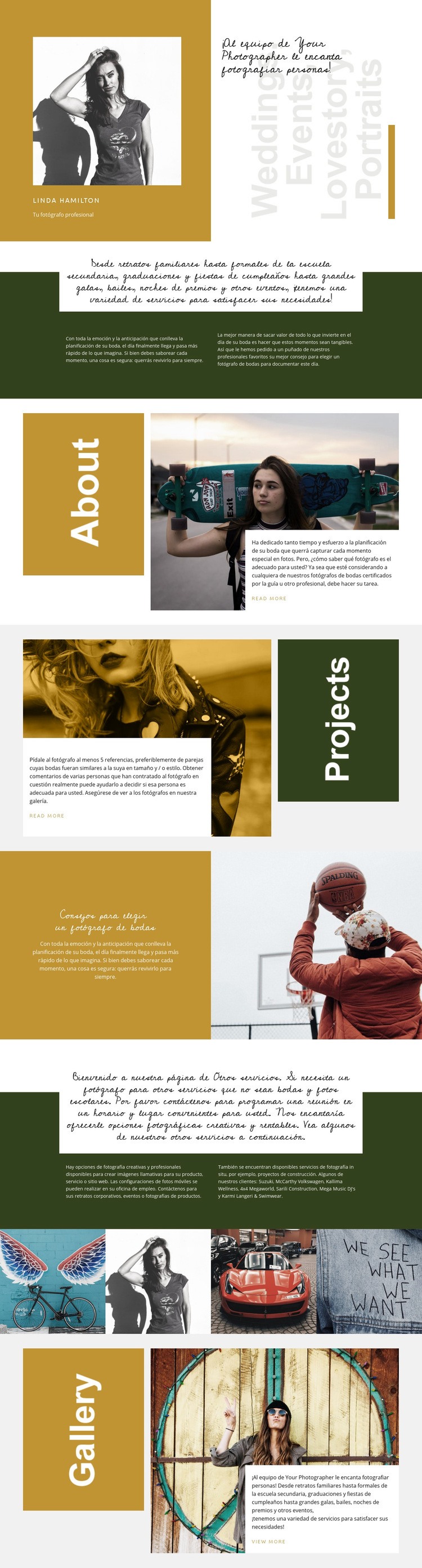Cursos de fotografía de moda Maqueta de sitio web