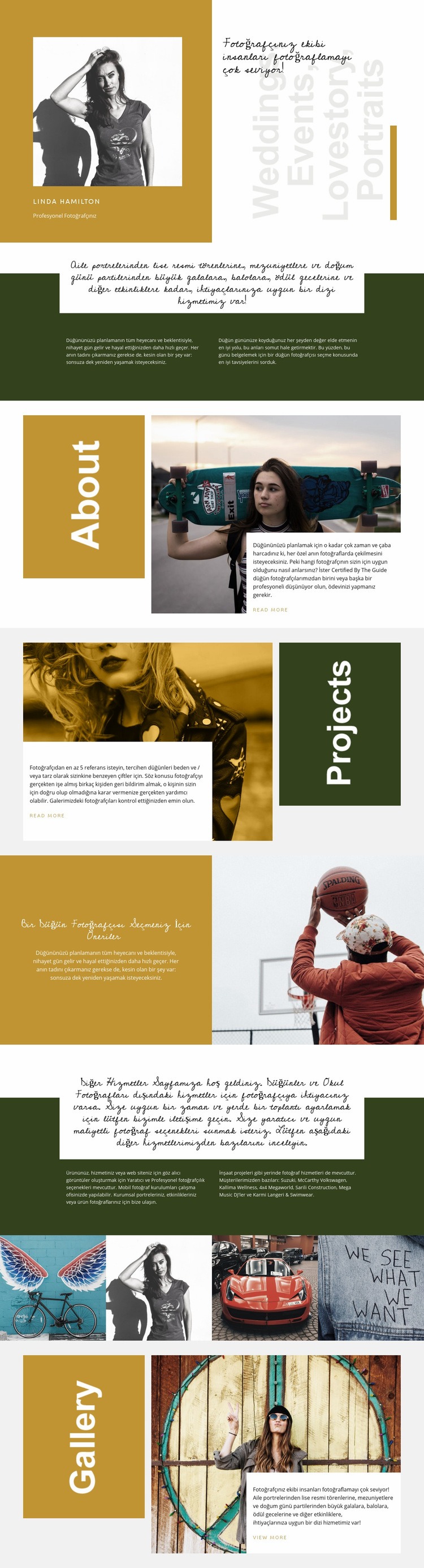 Moda fotoğrafçılığı kursları Bir Sayfa Şablonu