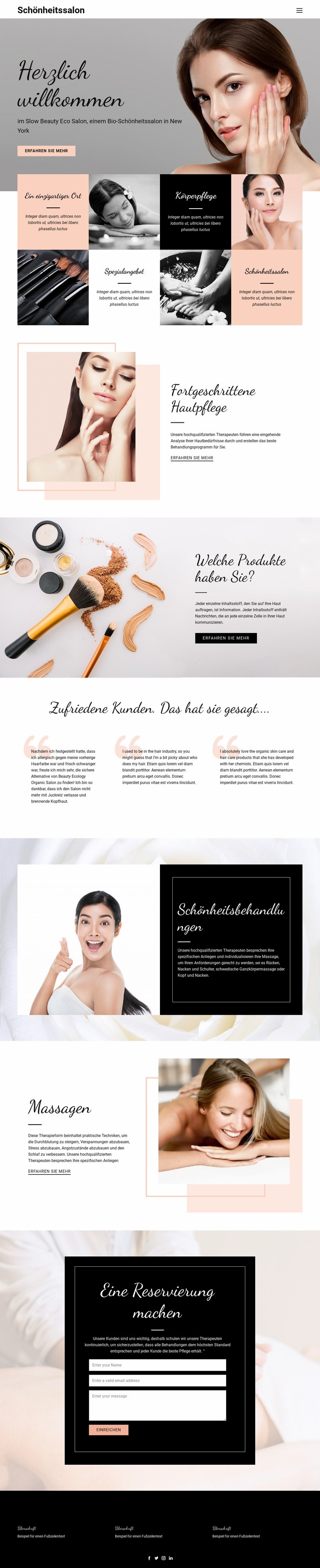 Moderne Schönheitsmode Website design