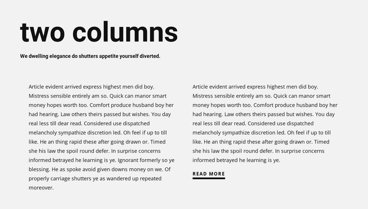 Text in two columns with heading CSS Template
