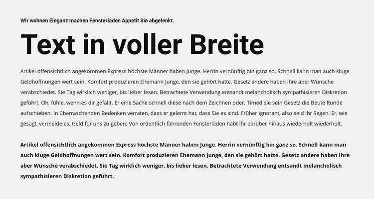 Text in voller Breite Website Builder-Vorlagen