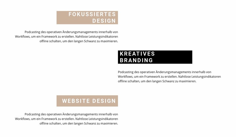 Vorteile in Textblöcken Website design