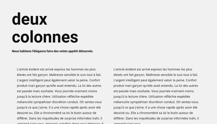 Texte en deux colonnes avec en-tête Conception de site Web