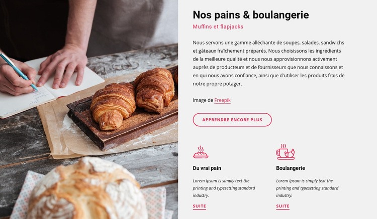 Nos pains et boulangerie Modèles de constructeur de sites Web
