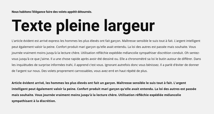 Texte pleine largeur Créateur de site Web HTML