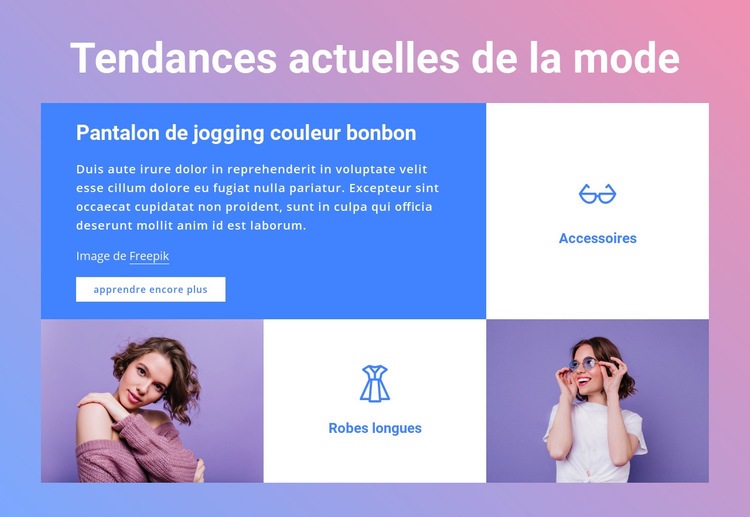 Tendances de la mode actuelles Maquette de site Web