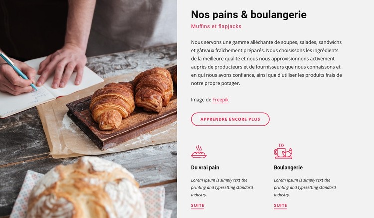 Nos pains et boulangerie Modèle CSS