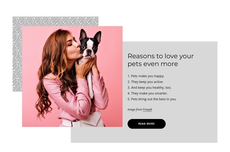 Reasons to love your pets even more Homepage Design