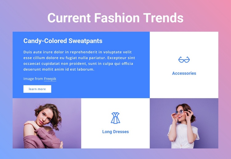 Current fashion trends Homepage Design