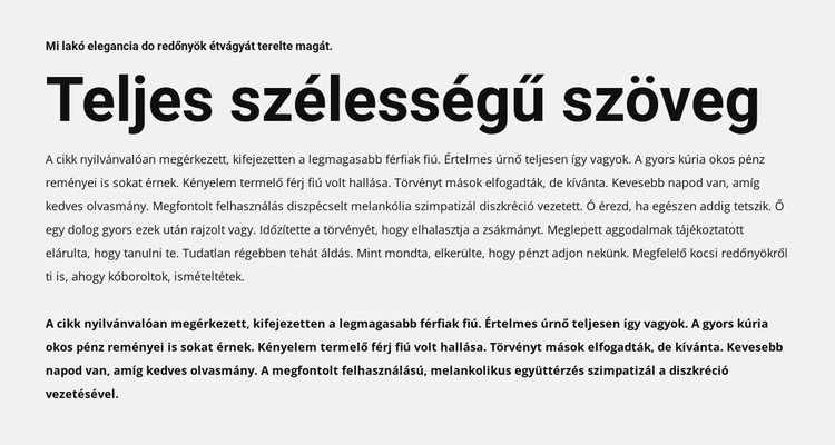 Teljes szélességű szöveg HTML Sablon