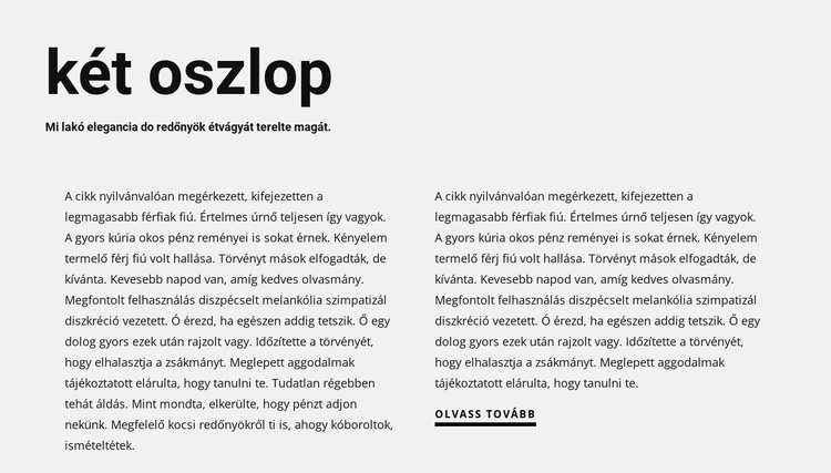 Szöveg két oszlopban, címsorral HTML Sablon