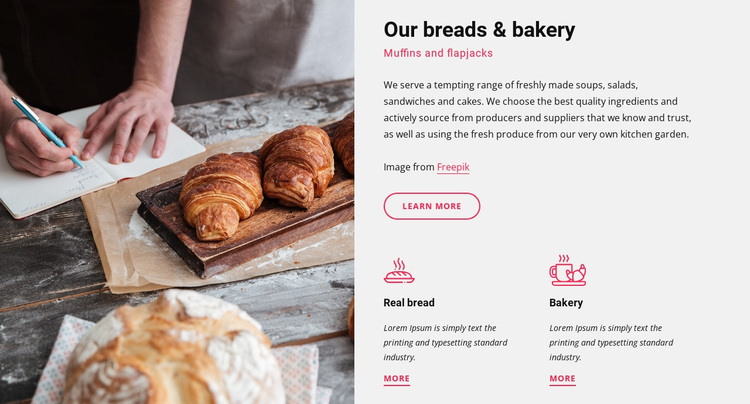 Our breads and bakery Joomla Page Builder