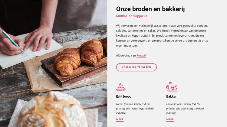 Onze broden en bakkerij Website ontwerp