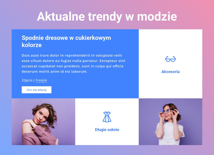 Aktualne trendy w modzie Szablon witryny sieci Web