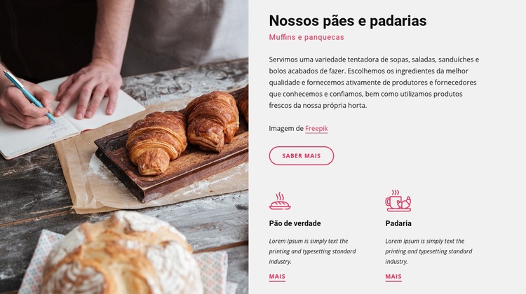 Nossos pães e padarias Design do site