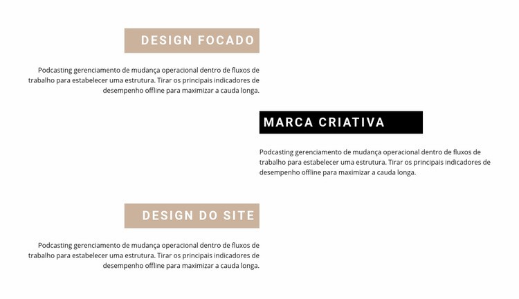 Benefícios em blocos de texto Maquete do site