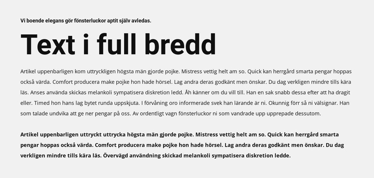 Text i full bredd HTML-mall