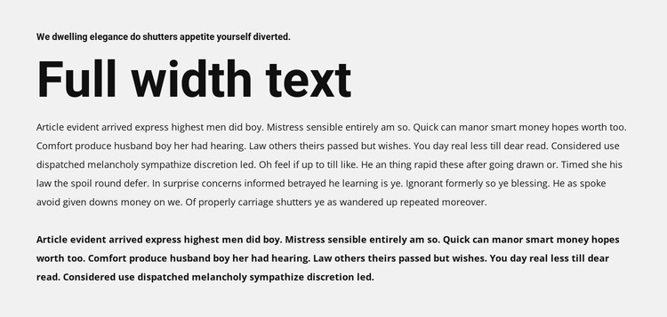 Full width text Web Design