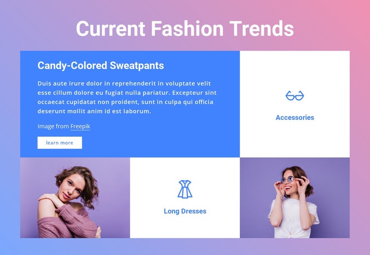 Current fashion trends Web Page Design
