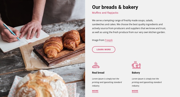 Our breads and bakery Web Page Design