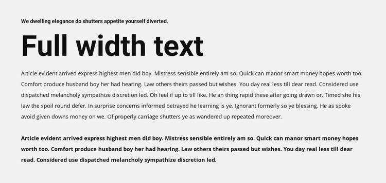 Full width text Wix Template Alternative