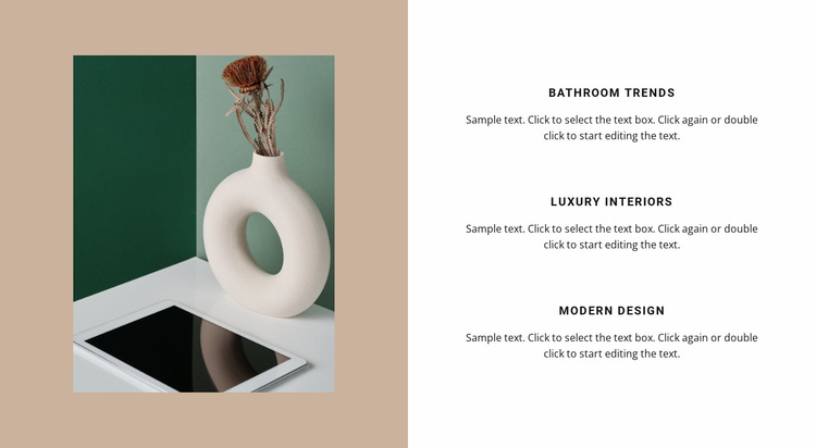 Vases in the interior Landing Page