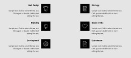 Benefits With Icons In Two Columns Landing Page Template