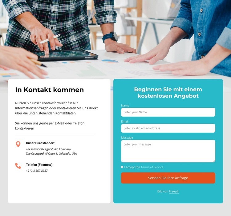 Kontaktblock mit Bild aufnehmen HTML Website Builder