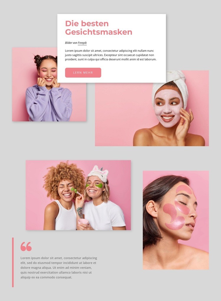 Die besten Gesichtsmasken Landing Page