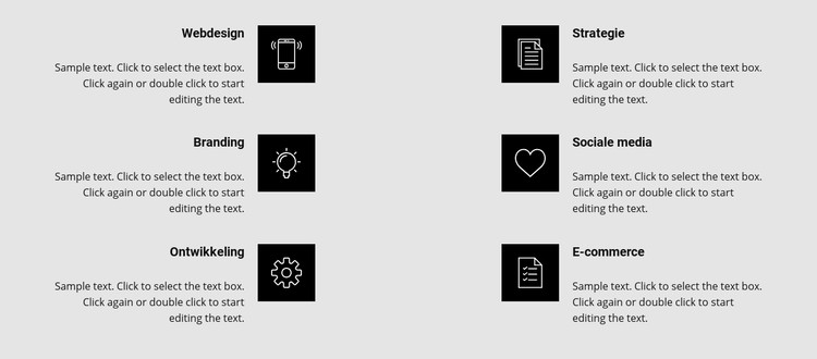 Voordelen met pictogrammen in twee kolommen CSS-sjabloon