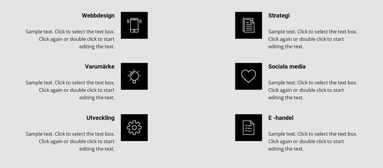 Fördelar med ikoner i två kolumner Webbplats mall