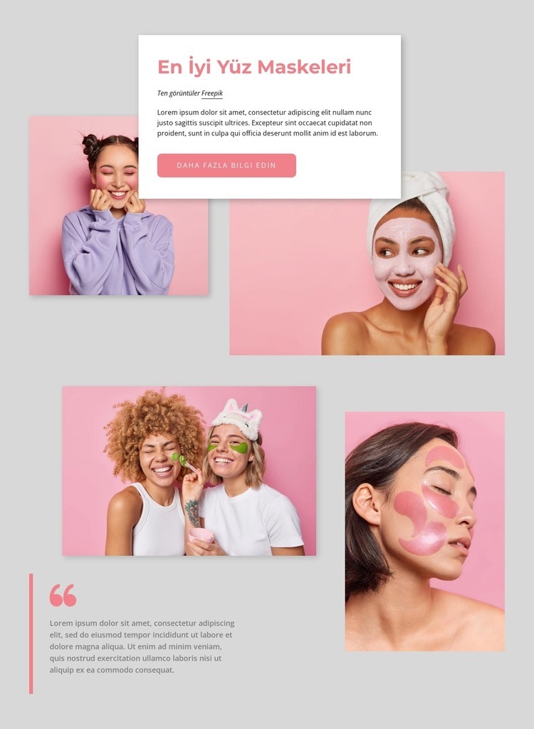 En iyi yüz maskeleri Web Sitesi Mockup'ı