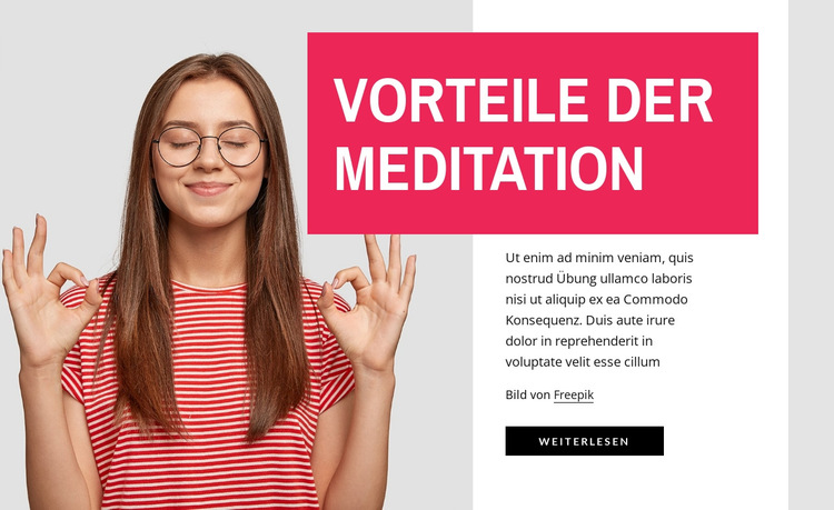 Vorteile der Meditation Website-Vorlage